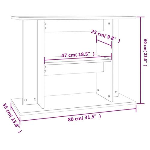 Akvariebord 80x35x60 cm konstrueret træ røget egetræsfarve