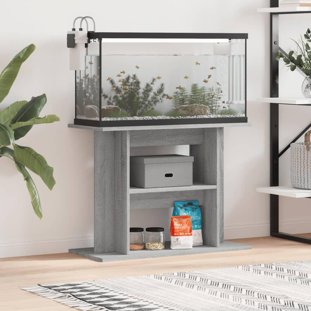 Akvariebord 80x35x60 Cm Konstrueret Træ Grå Sonoma Eg