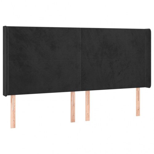 Kontinentalseng i fløjl med LED-lys 160 × 200 cm - sort