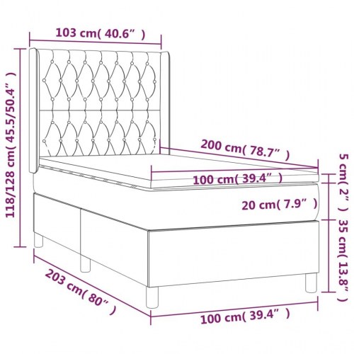 Kontinentalseng med LED-lys 100×200 cm - stof gråbrun