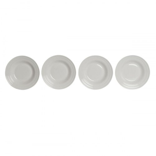 Dyb tallerken - hvid porcelæn, 20 x 20 x 3 cm (4-pak)