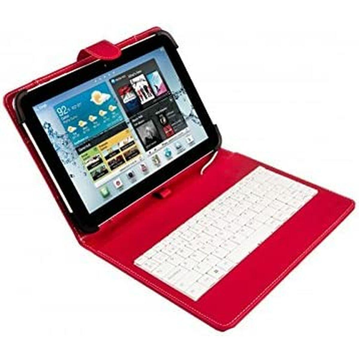 Case til tablet og tastatur Silver Electronics 111916140199 Rød Spansk qwerty QWERTY 9"-10.1"