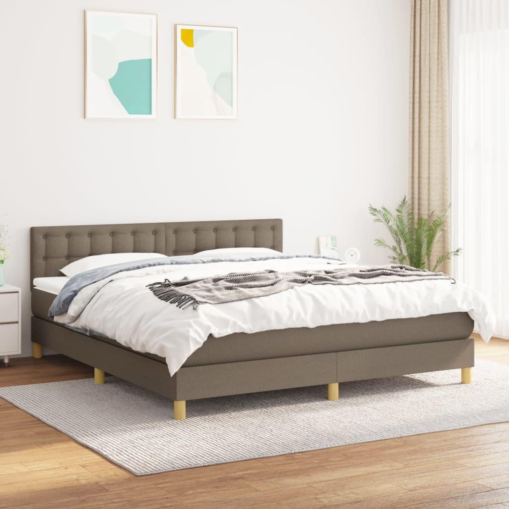 Boxmadras Med Topmadras Med Madras Lysegrå 90 X 190 Cm Stof - Gråbrun / 180 x 200 cm / knapper