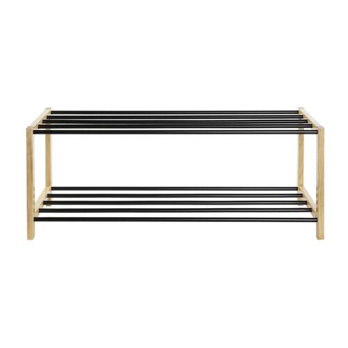 Skostativ Home ESPRIT Sort Stål Fyrretræ 80 x 31 x 32 cm