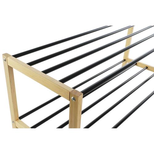 Skostativ Home ESPRIT Sort Stål Fyrretræ 80 x 31 x 32 cm