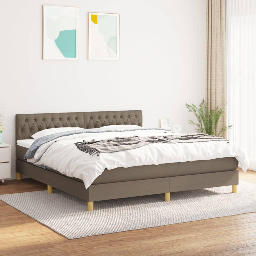 Boxmadras Med Topmadras Med Madras Lysegrå 90 X 190 Cm Stof - Gråbrun / 180 x 200 cm / Med pynteknapper