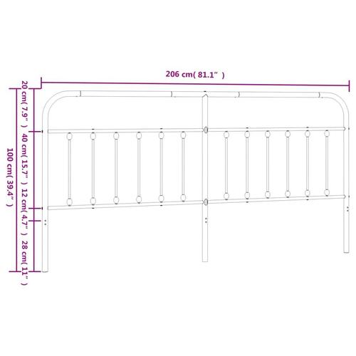 Sengegavl 200 cm metal sort