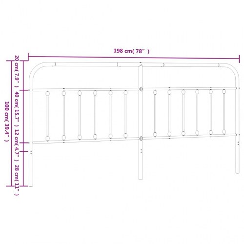 Sengegavl i metal 193 cm - sort