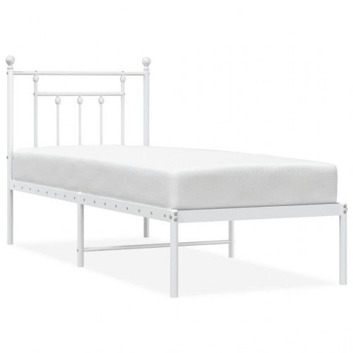 Sengeramme i metal med hovedgærde 75 × 190 cm - hvid