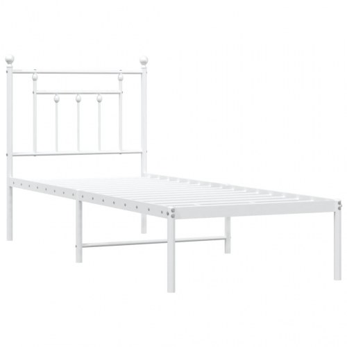 Sengeramme i metal med hovedgærde 75 × 190 cm - hvid