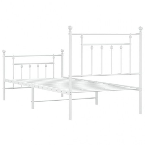 Sengeramme med sengegavl og fodgærde 80x200 cm metal hvid