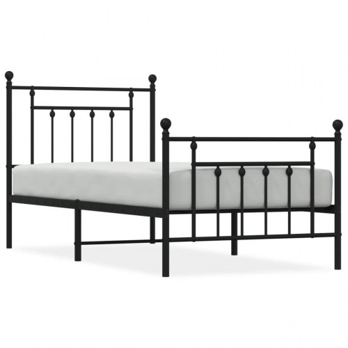 Sengeramme med sengegavl og fodgærde 80x200 cm - metal, sort