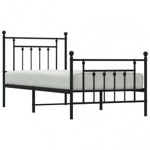 Sengeramme med sengegavl og fodgærde 80x200 cm - metal, sort