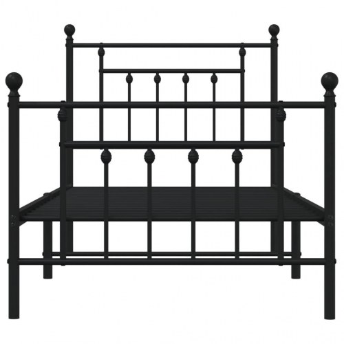 Sengeramme med sengegavl og fodgærde 80x200 cm - metal, sort