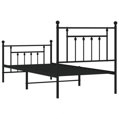 Sengeramme med sengegavl og fodgærde 80x200 cm - metal, sort