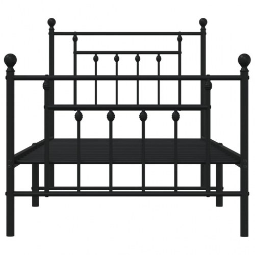 Sengeramme i metal med gavl og fodgærde 90×200 cm - sort