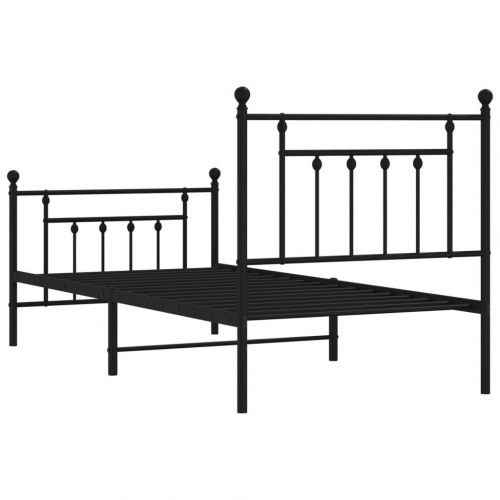 Sengeramme i metal med gavl og fodgærde 90×200 cm - sort