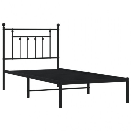 Sengeramme med sengegavl 90x200 cm metal sort