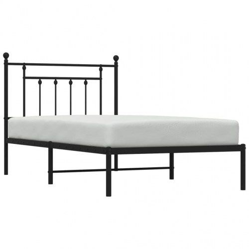 Sengeramme med sengegavl 100×190 cm - metal, sort