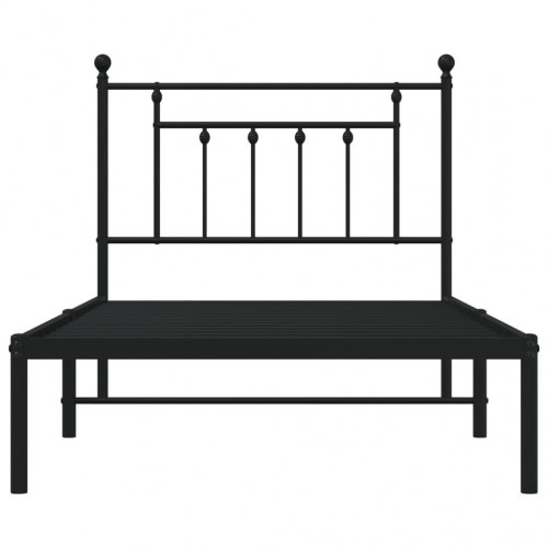 Sengeramme med sengegavl 100×190 cm - metal, sort