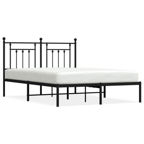 Sengeramme med sengegavl 140x200 cm - metal, sort