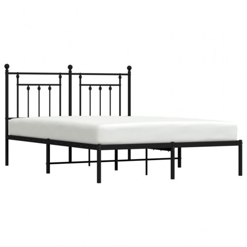 Sengeramme med sengegavl 140x200 cm - metal, sort