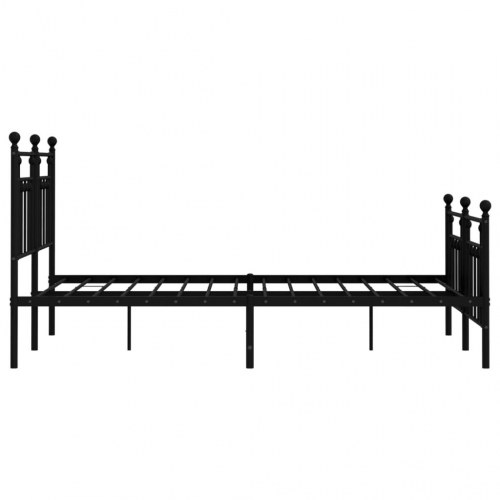 Sengeramme med sengegavl og fodgærde 140x190 cm - metal, sort
