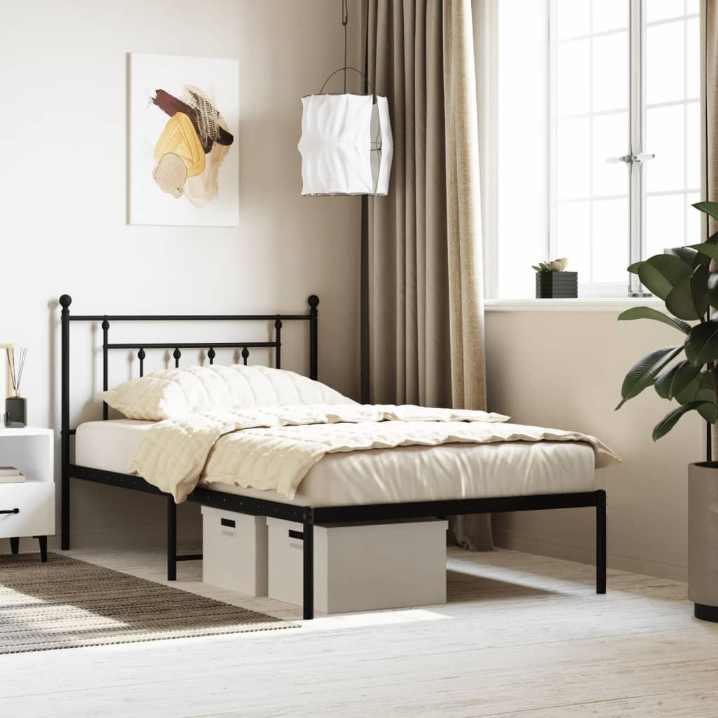 Sengeramme Med Sengegavl Og Fodgærde Metal - Sort / med hovedgærde / 107 x 203 cm