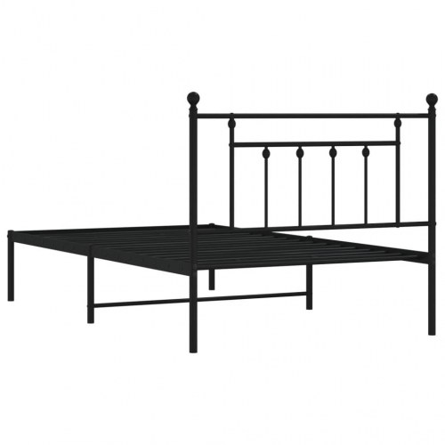 Sengeramme med sengegavl i metal 107×203 cm - sort