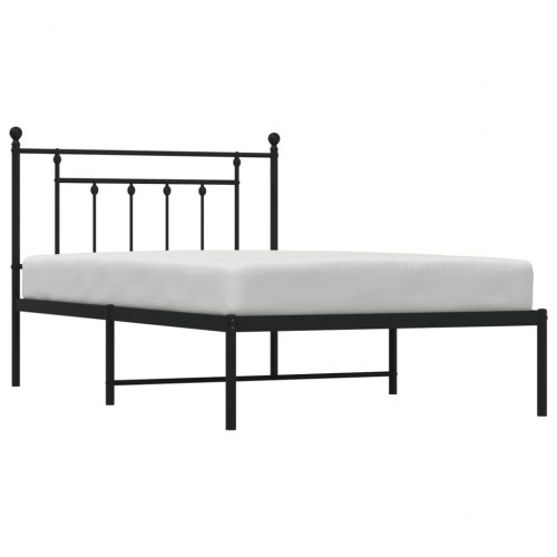 Sengeramme med sengegavl 100x200 cm - metal, sort