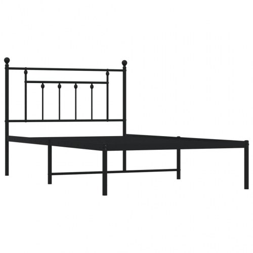 Sengeramme med sengegavl 100x200 cm - metal, sort