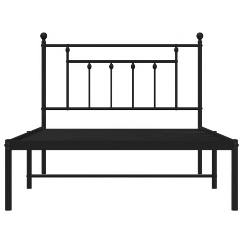 Sengeramme med sengegavl 100x200 cm - metal, sort