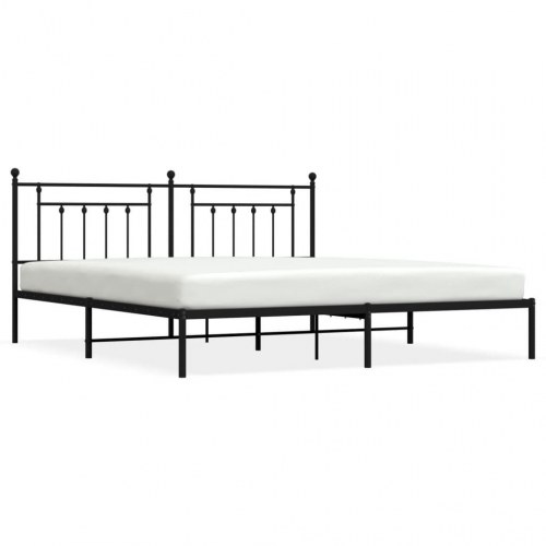 Sengeramme med sengegavl 200×200 cm - metal, sort