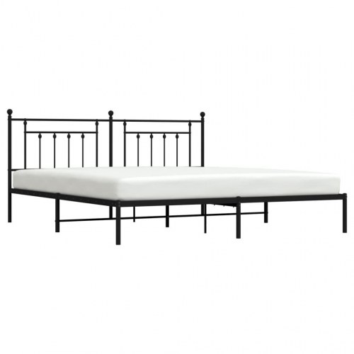Sengeramme med sengegavl 200×200 cm - metal, sort