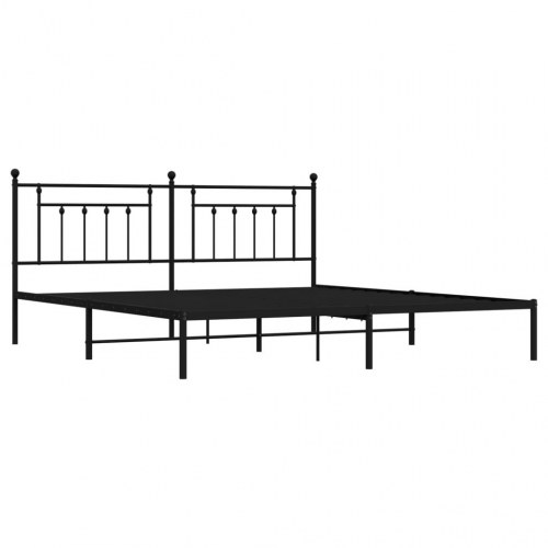 Sengeramme med sengegavl 200×200 cm - metal, sort