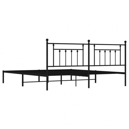 Sengeramme med sengegavl 200×200 cm - metal, sort