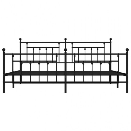 Sengeramme i metal med gavl og fodgærde 200×200 cm - sort