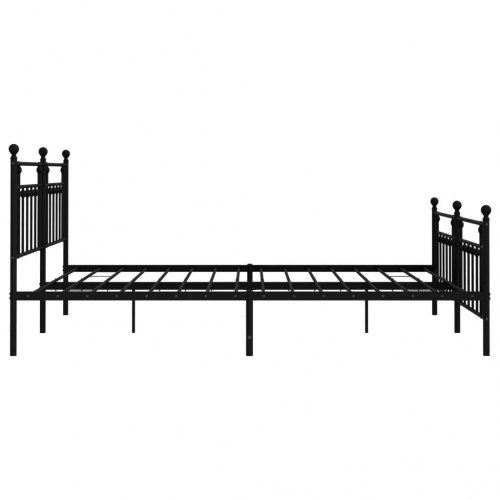 Sengeramme i metal med gavl og fodgærde 200×200 cm - sort