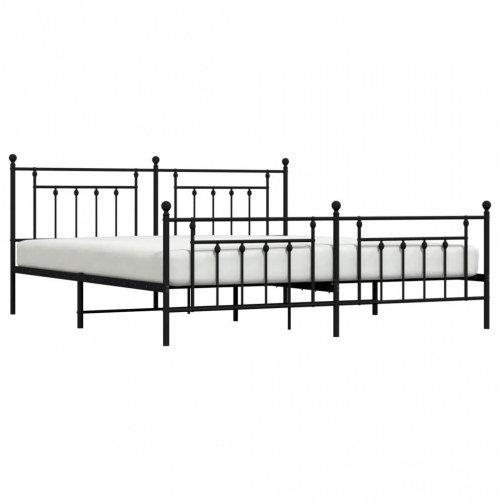 Sengeramme med sengegavl og fodgærde 193×203 cm - metal, sort