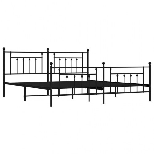 Sengeramme med sengegavl og fodgærde 193×203 cm - metal, sort
