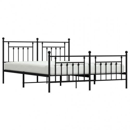 Sengeramme med sengegavl og fodgærde 183×213 cm - metal, sort