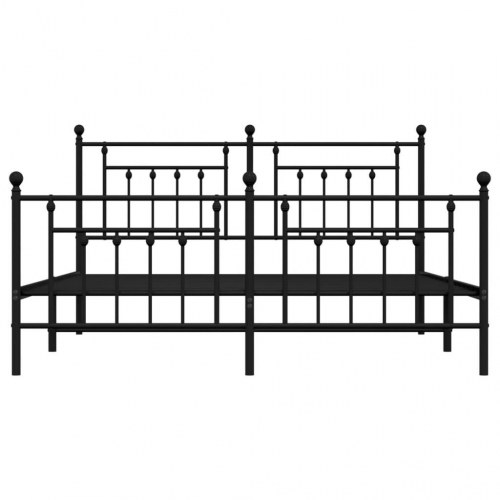 Sengeramme med sengegavl og fodgærde 183×213 cm - metal, sort