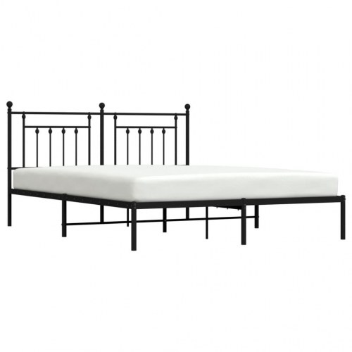 Sengeramme med sengegavl i metal - 183 × 213 cm, sort