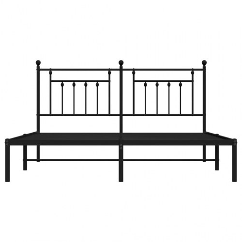 Sengeramme med sengegavl i metal - 183 × 213 cm, sort