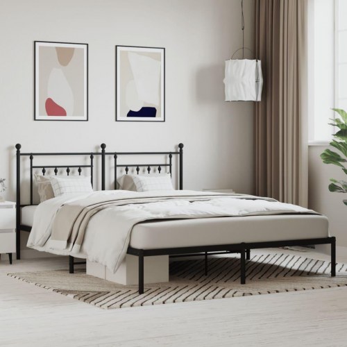 Sengeramme med sengegavl 160×200 cm - metal, sort