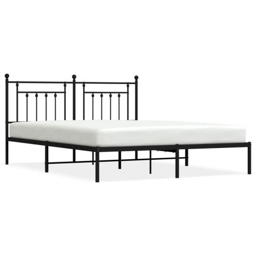 Sengeramme med sengegavl 160×200 cm - metal, sort