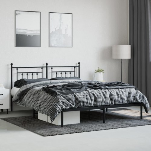 Sengeramme med sengegavl 160×200 cm - metal, sort