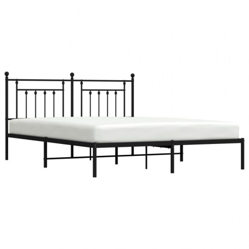 Sengeramme med sengegavl 160×200 cm - metal, sort