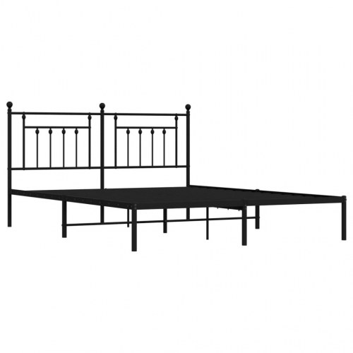 Sengeramme med sengegavl 160×200 cm - metal, sort