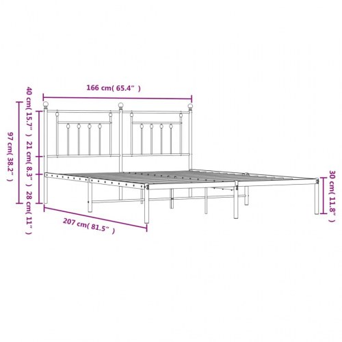 Sengeramme med sengegavl 160×200 cm - metal, sort